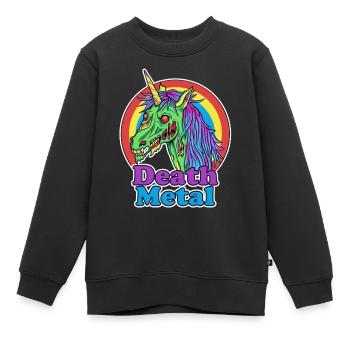 Death Metal – Zombie Einhorn Cartoon - Kinder Premium Organic Sweatshirt - Schwarz - Vorne - AI Model Kid Female (0cm)