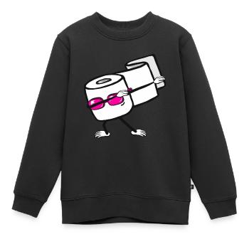 Toilet Paper Dabbing Gift - Kids Premium Organic Sweatshirt - black - Front - AI Model Kid Female (0cm)