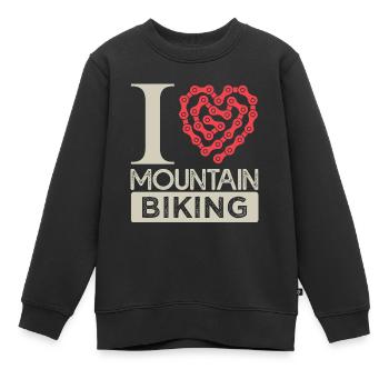 I love mountain biking j aime le vélo montagne - Sweat Premium enfant bio - noir - Devant - AI Model Kid Female (0cm)