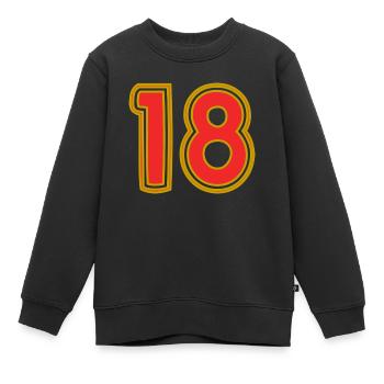 18. 18 ANS. 18e ANNIVERSAIRE. ANNIVERSAIRE 18 ANS. - Sweat Premium enfant bio - noir - Devant - AI Model Kid Female (0cm)