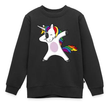 Tamponner licorne licorne tamponner cheval arc-en-ciel - Sweat Premium enfant bio - noir - Devant - AI Model Kid Female (0cm)