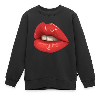 Lèvres - Sweat Premium enfant bio - noir - Devant - AI Model Kid Female (0cm)
