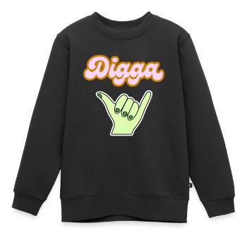 Digga Swag Handzeichen Dikka cool - Kinder Premium Organic Sweatshirt - Schwarz - Vorne - AI Model Kid Female (0cm)