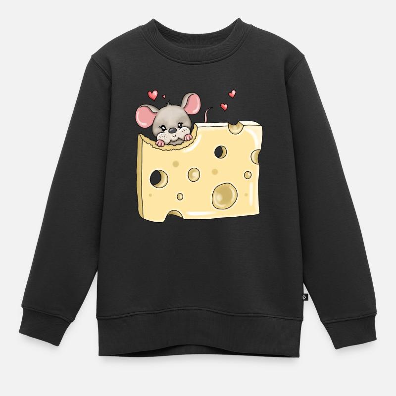 Fromage affamé de trous de souris - Sweat Premium enfant bio - noir