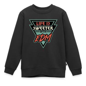 Life Is Sweeter with EDM Vibe Triangle - Kids Premium Organic Sweatshirt - black - Front - AI Model Kid Female (0cm)