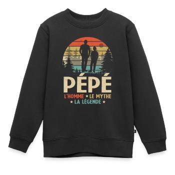 Pépé L'homme Le Mythe La Légende - Sweat Premium enfant bio - noir - Devant - AI Model Kid Female (0cm)