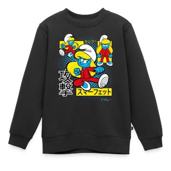 Die Schlümpfe Schlumpfine Japanische Zeichen - Kinder Premium Organic Sweatshirt - Schwarz - Vorne - AI Model Kid Female (0cm)