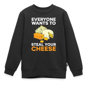 Jeder will deinen Käse klauen Cheesy Lover - Kinder Premium Organic Sweatshirt - Schwarz - Vorne - AI Model Kid Female (0cm)