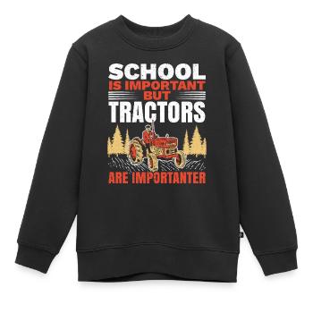 Schule ist wichtig, aber Traktoren sind noch wicht - Kinder Premium Organic Sweatshirt - Schwarz - Vorne - AI Model Kid Female (0cm)