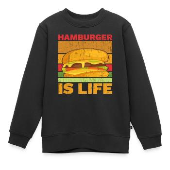 Hamburger ist Leben Burger-Esser Lebensmittel-Lieb - Kinder Premium Organic Sweatshirt - Schwarz - Vorne - AI Model Kid Female (0cm)