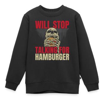 Wird aufhören zu reden für Hamburger Burger Eater - Kinder Premium Organic Sweatshirt - Schwarz - Vorne - AI Model Kid Female (0cm)