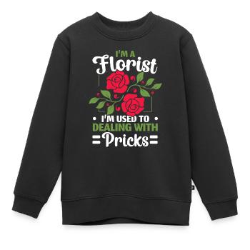 Ich bin Florist, ich bin gewohnt, mit Stichen umzu - Kinder Premium Organic Sweatshirt - Schwarz - Vorne - AI Model Kid Female (0cm)