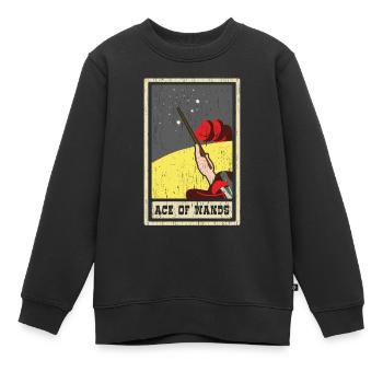 Ass der Stäbe Tarotkarte Schamane Wahrsagerei - Kinder Premium Organic Sweatshirt - Schwarz - Vorne - AI Model Kid Female (0cm)