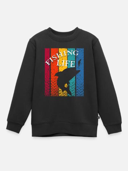 Pêche Pêcheur Poisson Pêche Vie Hobby Nature - Sweat Premium enfant bio - noir