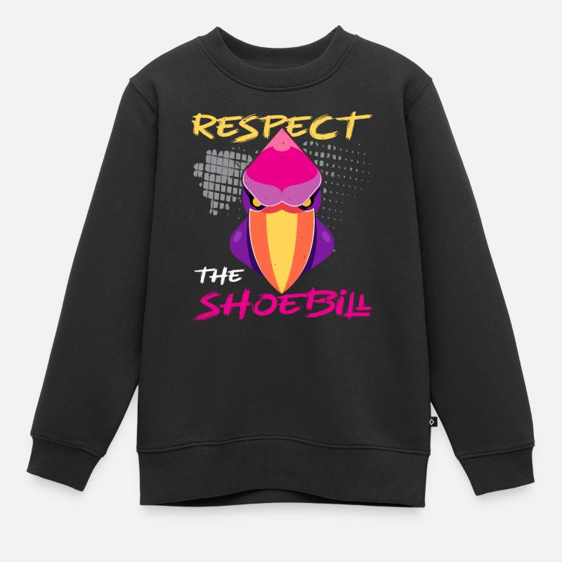 Respect de la tête de cigogne à bec de chaussure - Sweat Premium enfant bio - noir