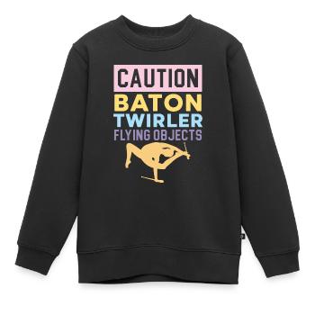 Vorsicht Baton Twirler Fliegende Objekte Baton Twi - Kinder Premium Organic Sweatshirt - Schwarz - Vorne - AI Model Kid Female (0cm)