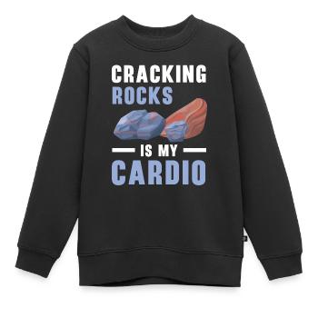 Felsen knacken ist meine Kardio Steinesammeln - Kinder Premium Organic Sweatshirt - Schwarz - Vorne - AI Model Kid Female (0cm)