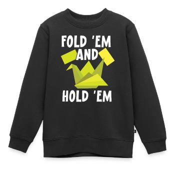 Fold 'em And Hold 'em Papierkunst Japanische Kunst - Kinder Premium Organic Sweatshirt - Schwarz - Vorne - AI Model Kid Female (0cm)