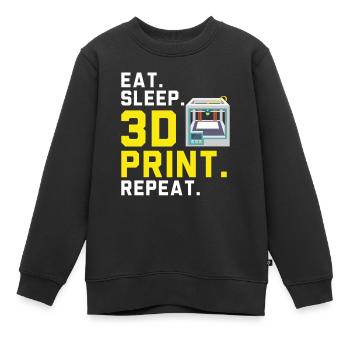 Alimentation Sommeil 3D Impression 3D Répéter Machiniste 3D - Sweat Premium enfant bio - noir - Devant - AI Model Kid Female (0cm)