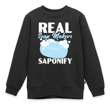 De vrais savonniers Saponify savon savon orge - Sweat Premium enfant bio - noir - Devant - AI Model Kid Female (0cm)