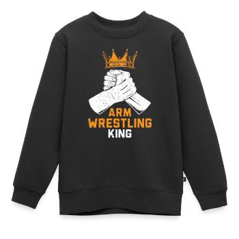 Bras de fer roi bras de fer bras de fer bras de fer - Sweat Premium enfant bio - noir - Devant - AI Model Kid Female (0cm)