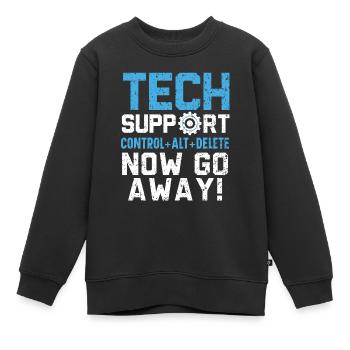 Support technique Qu’avez-vous cassé maintenant? - Sweat Premium enfant bio - noir - Devant - AI Model Kid Female (0cm)
