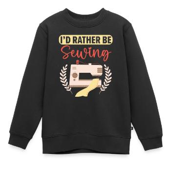 Je préfère coudre, coudre, crocheter, coudre - Sweat Premium enfant bio - noir - Devant - AI Model Kid Female (0cm)