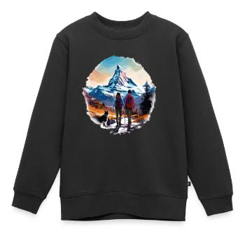 Zermatt, Matterhorn, Cervin montagne, randonneur - Sweat Premium enfant bio - noir - Devant - AI Model Kid Female (0cm)