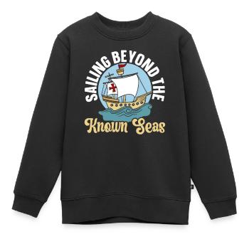 Segeln jenseits der bekannten Meere Kolumbus-Tag - Kinder Premium Organic Sweatshirt - Schwarz - Vorne - AI Model Kid Female (0cm)