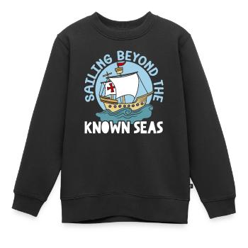 Segeln jenseits der bekannten Meere Kolumbus-Tag - Kinder Premium Organic Sweatshirt - Schwarz - Vorne - AI Model Kid Female (0cm)