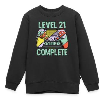 Level 21 Abschließen 21 Jahre alter Spieler Level 21 Abgeschlossen - Kinder Premium Organic Sweatshirt - Schwarz - Vorne - AI Model Kid Female (0cm)