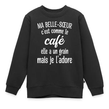 Belle-sœur Grain Café - Sweat Premium enfant bio - noir - Devant - AI Model Kid Female (0cm)