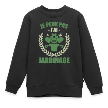 Ich kann nicht, ich habe Gartenarbeit - Kinder Premium Organic Sweatshirt - Schwarz - Vorne - AI Model Kid Female (0cm)