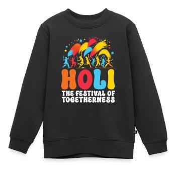 Joyeuse Holi Salutations Hindouisme Festival Indien - Sweat Premium enfant bio - noir - Devant - AI Model Kid Female (0cm)