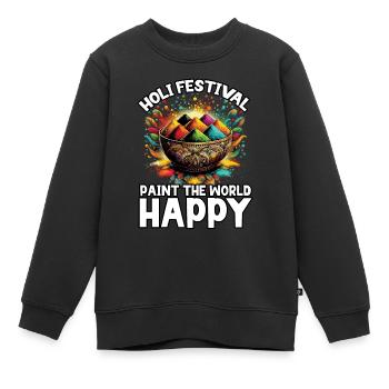 Joyeuse Holi Salutations Hindouisme Festival Indien - Sweat Premium enfant bio - noir - Devant - AI Model Kid Female (0cm)