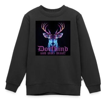 Cerf pour les fiers enfants du village Fête du village costume traditionnel - Sweat Premium enfant bio - noir - Devant - AI Model Kid Female (0cm)