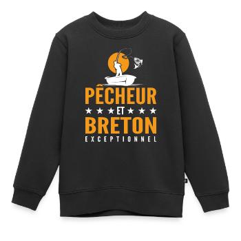 Fischer und Bretonen Außergewöhnlich - Fischergeschenk - Kinder Premium Organic Sweatshirt - Schwarz - Vorne - AI Model Kid Female (0cm)