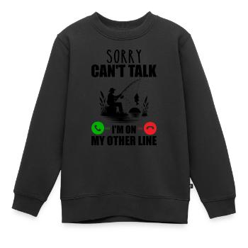 Tut mir leid, ich kann nicht sprechen, ich bin in meiner anderen Leitung - Kinder Premium Organic Sweatshirt - Schwarz - Vorne - AI Model Kid Female (0cm)
