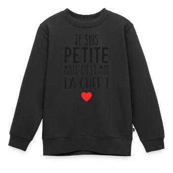 Ich bin klein, aber ich bin der Chef - Kinder Premium Organic Sweatshirt - Schwarz - Vorne - AI Model Kid Female (0cm)