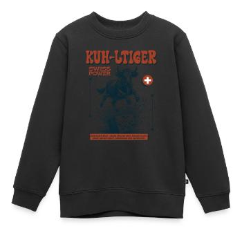 Chemise de la fête folklorique suisse : fromage, vache et cœur et âme - Sweat Premium enfant bio - noir - Devant - AI Model Kid Female (0cm)