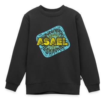 Warp Enterprise Sternenstaub Asael - Kinder Premium Organic Sweatshirt - Schwarz - Vorne - AI Model Kid Female (0cm)