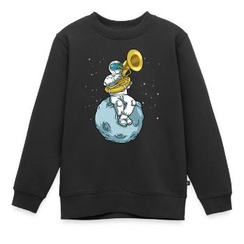 Sousaphone Tshirt Astronaut Brass Band Tuba - Sweat Premium enfant bio - noir - Devant - AI Model Kid Female (0cm)