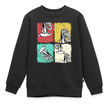 Tuba T-Shirt Sousaphone Brass band Musique Big Band - Sweat Premium enfant bio - noir - Devant - AI Model Kid Female (0cm)