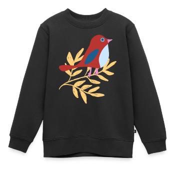 Kleiner Vogel auf Zweig - Kinder Premium Organic Sweatshirt - Schwarz - Vorne - AI Model Kid Female (0cm)