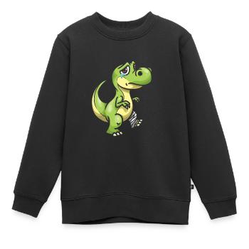 Beinbruch Weinender Dino mit gebrochenem Bein - Kinder Premium Organic Sweatshirt - Schwarz - Vorne - AI Model Kid Female (0cm)