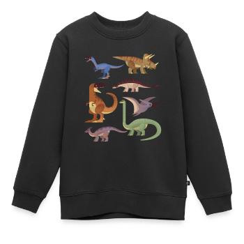 Idée cadeau dinosaure Dino - Sweat Premium enfant bio - noir - Devant - AI Model Kid Female (0cm)
