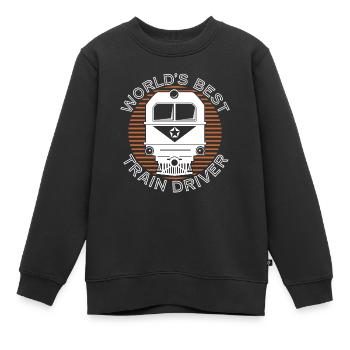Conducteur de train - Sweat Premium enfant bio - noir - Devant - AI Model Kid Female (0cm)
