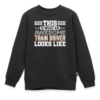 Conducteur de train - Sweat Premium enfant bio - noir - Devant - AI Model Kid Female (0cm)