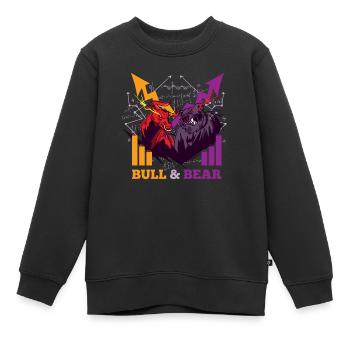 Bull & Bear Bull Market Stocks Exchange Marché boursier - Sweat Premium enfant bio - noir - Devant - AI Model Kid Female (0cm)