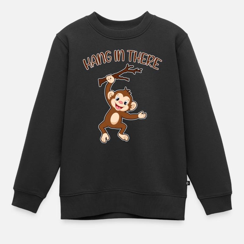 Accrochez-vous Monkey Climbing Motivation Drôle - Sweat Premium enfant bio - noir